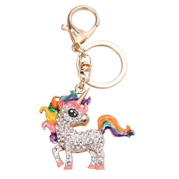 Unicorn Keychain Rhinestone Unicorn Charm Bag Charm Keychain Horse Charm - Picture 6 of 9